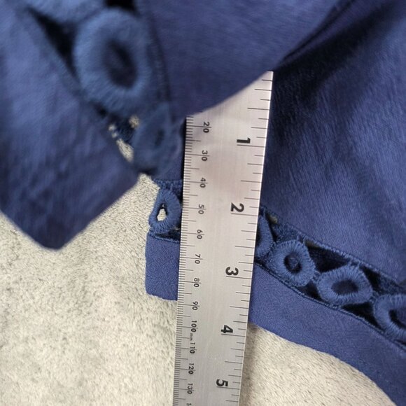 Womens Bsubseach Navy Blue Cotton Shorts Eyelet Hem Elastic Waist 4" Inseam S - Picture 8 of 10